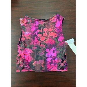 NWT Elizabeth Jones Floral Surf Swim Zip Up Swim Top Size X-Small